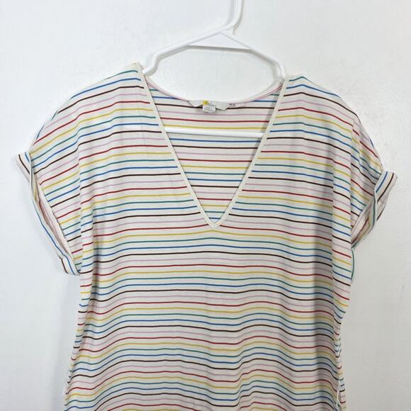Boden White Colorful Summer Rainbow Striped Ella T-Shirt Maxi Dress Size 12 - Picture 4 of 10